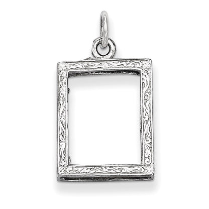 14k White Gold Picture Frame Pendant