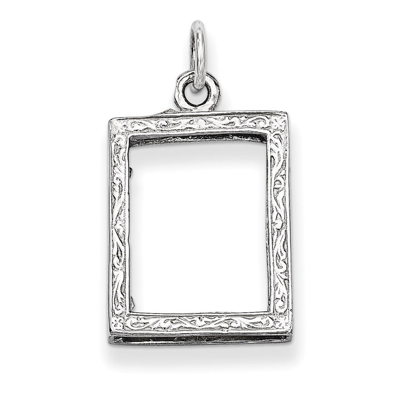 14k White Gold Picture Frame Pendant
