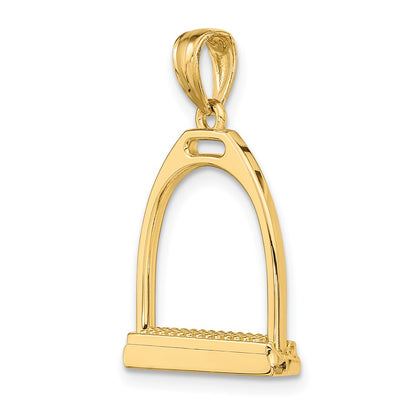 14k Yellow Gold 3-D and Polished Large Horse Stirrup Charm