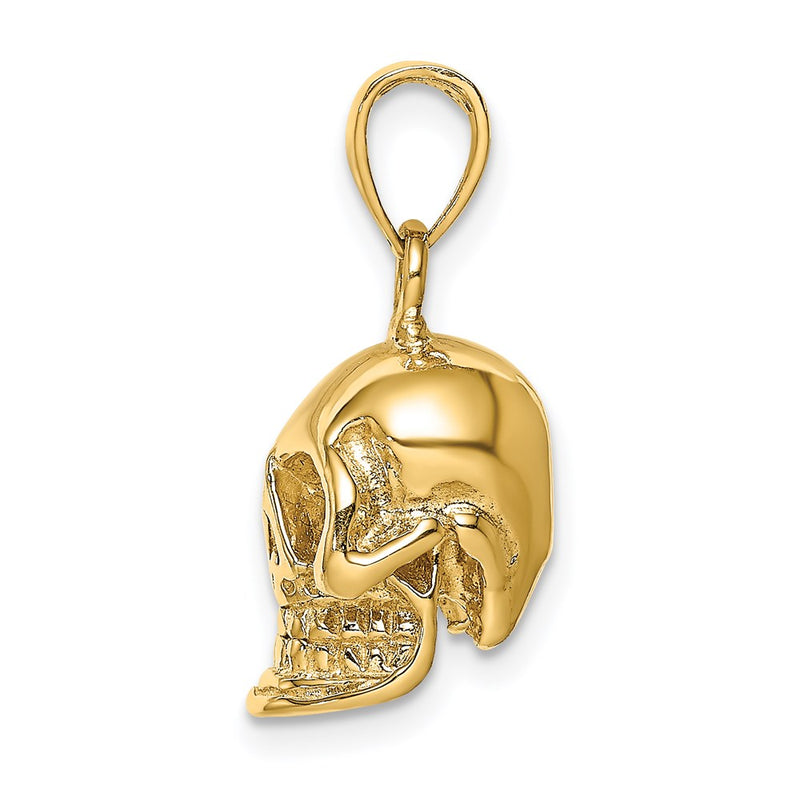 14k Yellow Gold 3-D Polished Skull Pendant