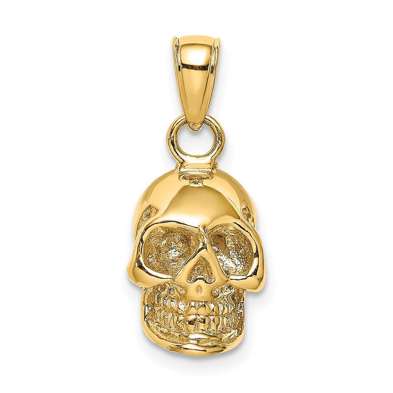 14k Yellow Gold 3-D Polished Skull Pendant