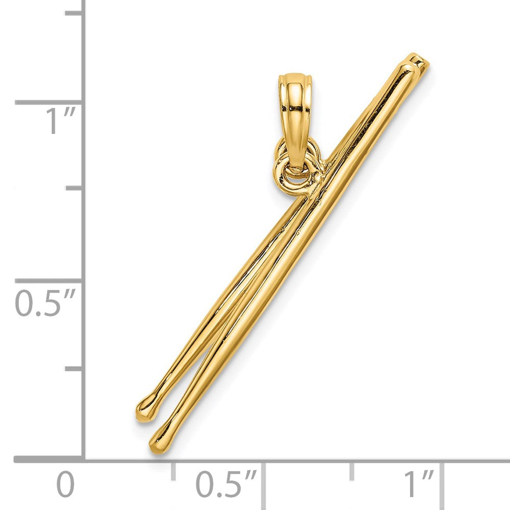 14k Yellow Gold 3-D Moveable Drum Sticks Charm