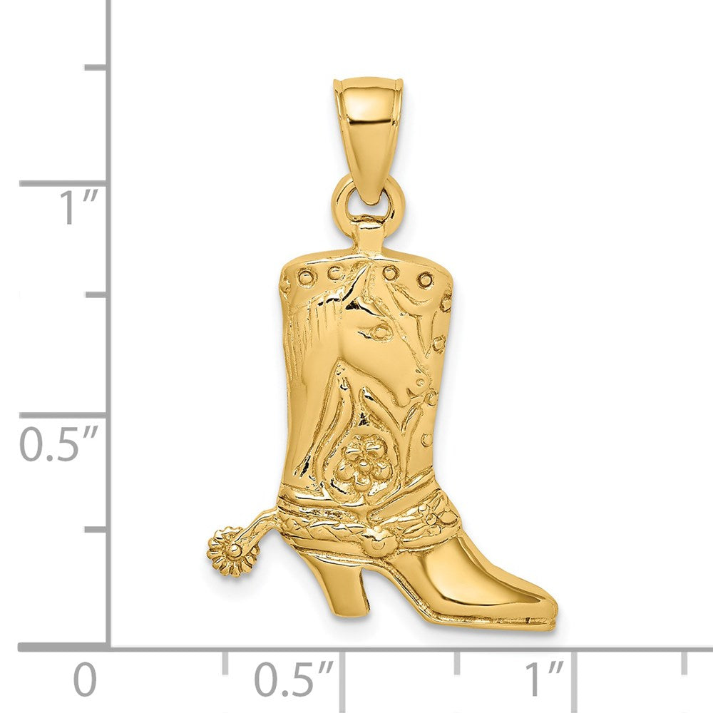14k Yellow Gold Cowboy Boot with Spur Charm