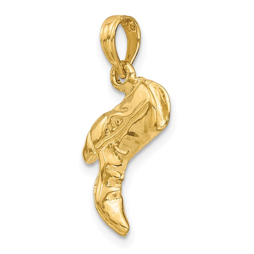 14k Yellow Gold 3-D Cowboy Boot Charm