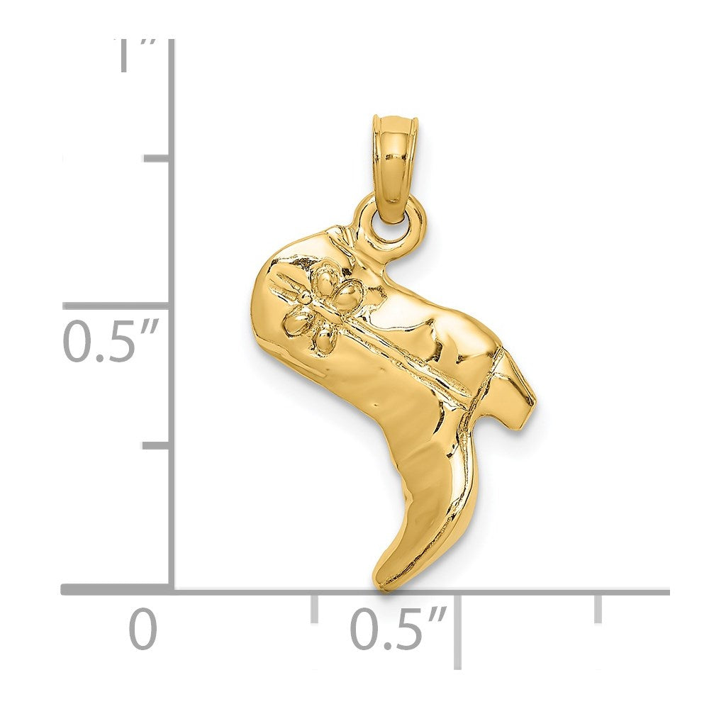 14k Yellow Gold 3-D Cowboy Boot Charm