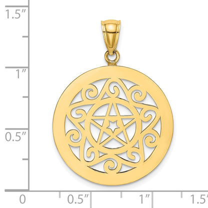 14k Yellow Gold Tribal Star In Round Frame Charm