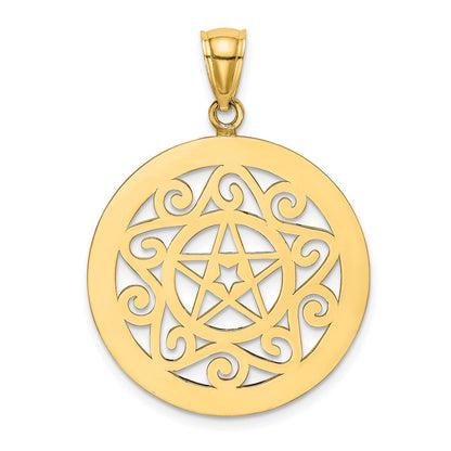 14k Yellow Gold Tribal Star In Round Frame Charm