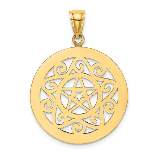 14k Yellow Gold Tribal Star In Round Frame Charm