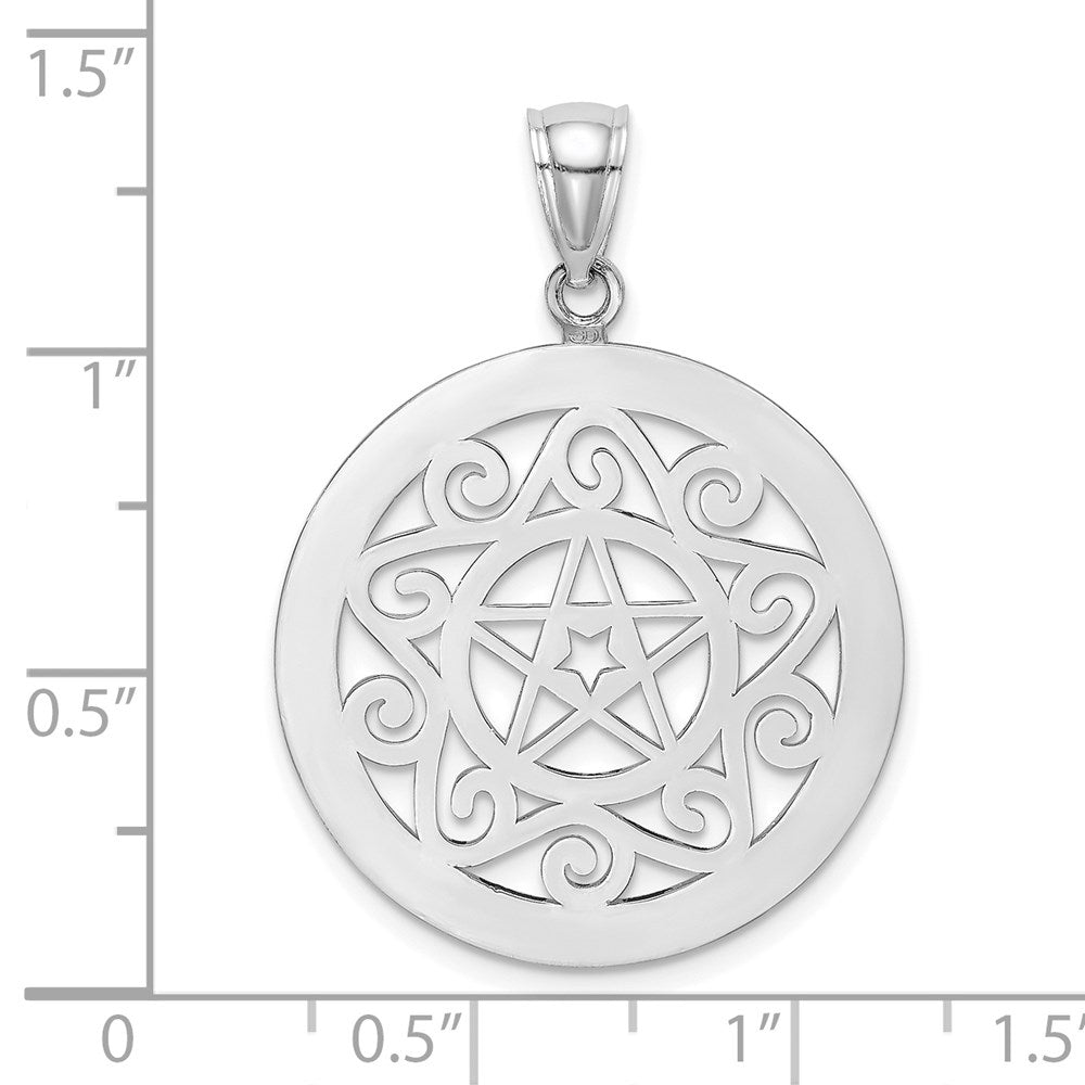 14k White Gold Tribal Star In Round Frame Charm