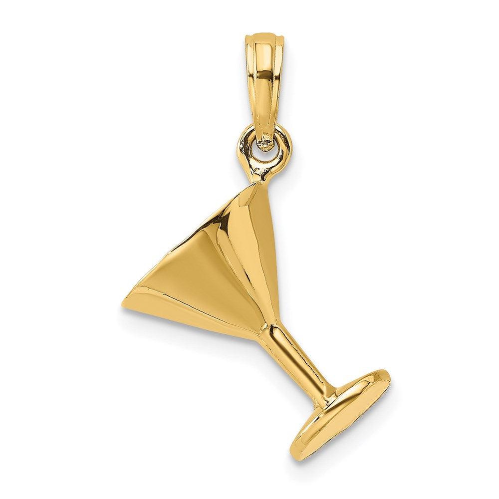 14k Yellow Gold 3-D Polished Martini Glass Charm