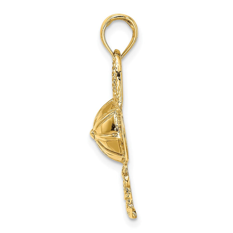 14k Yellow Gold 2-D Jockey Helmet and Crop Charm