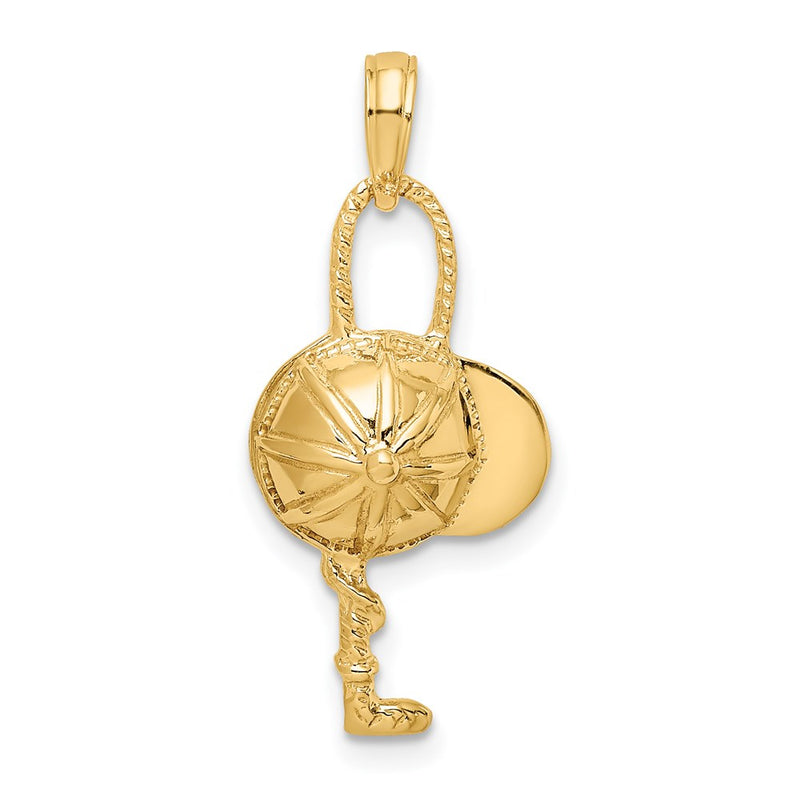 14k Yellow Gold 2-D Jockey Helmet and Crop Charm