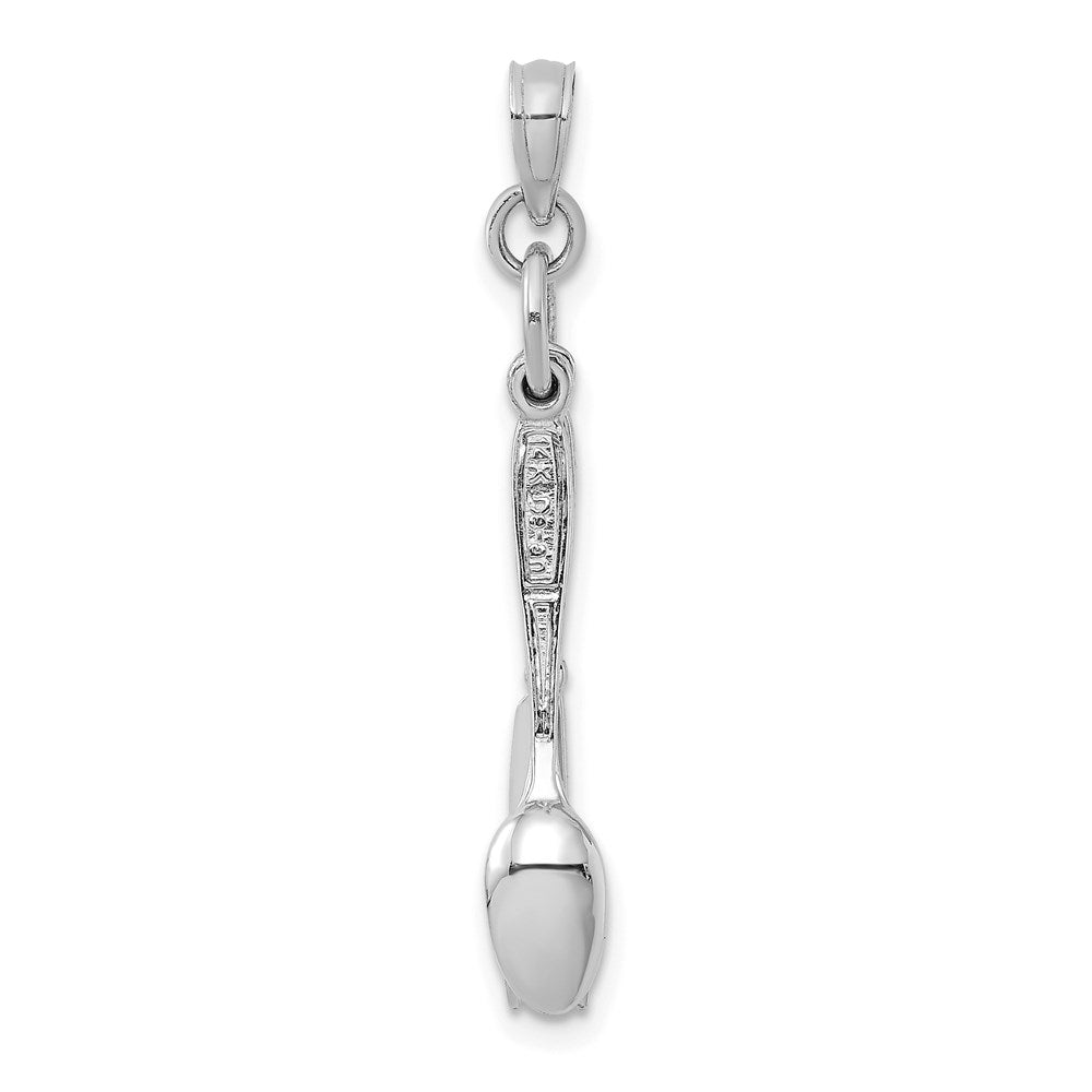 14k White Gold 3-D Moveable Knife Fork and Spoon Charm