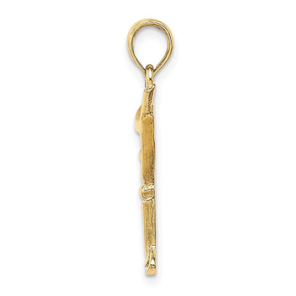 14k Yellow Gold Polished Cut-Out Martini W/ Olive Charm