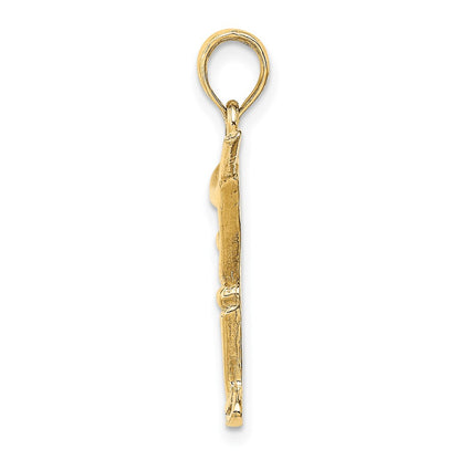 14k Yellow Gold Polished Cut-Out Martini W/ Olive Charm