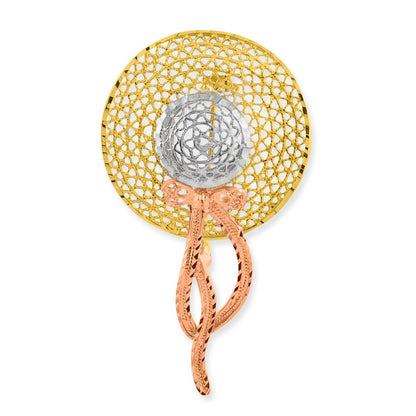 14k Tri-Color Gold Filigree Diamond-cut Hat Pin