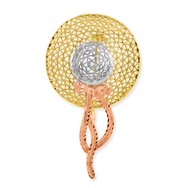 14k Tri-Color Gold Filigree Diamond-cut Hat Pin