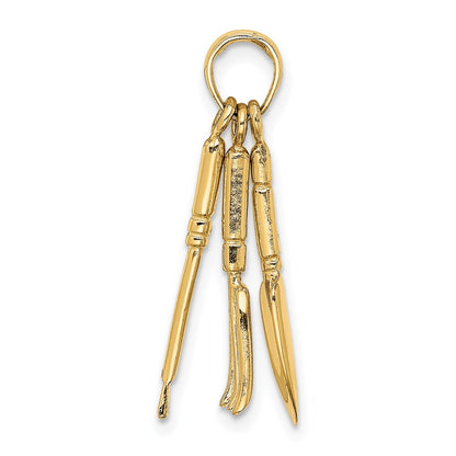 14k Yellow Gold 3-D Moveable Garden Hand Tool Collection Charm