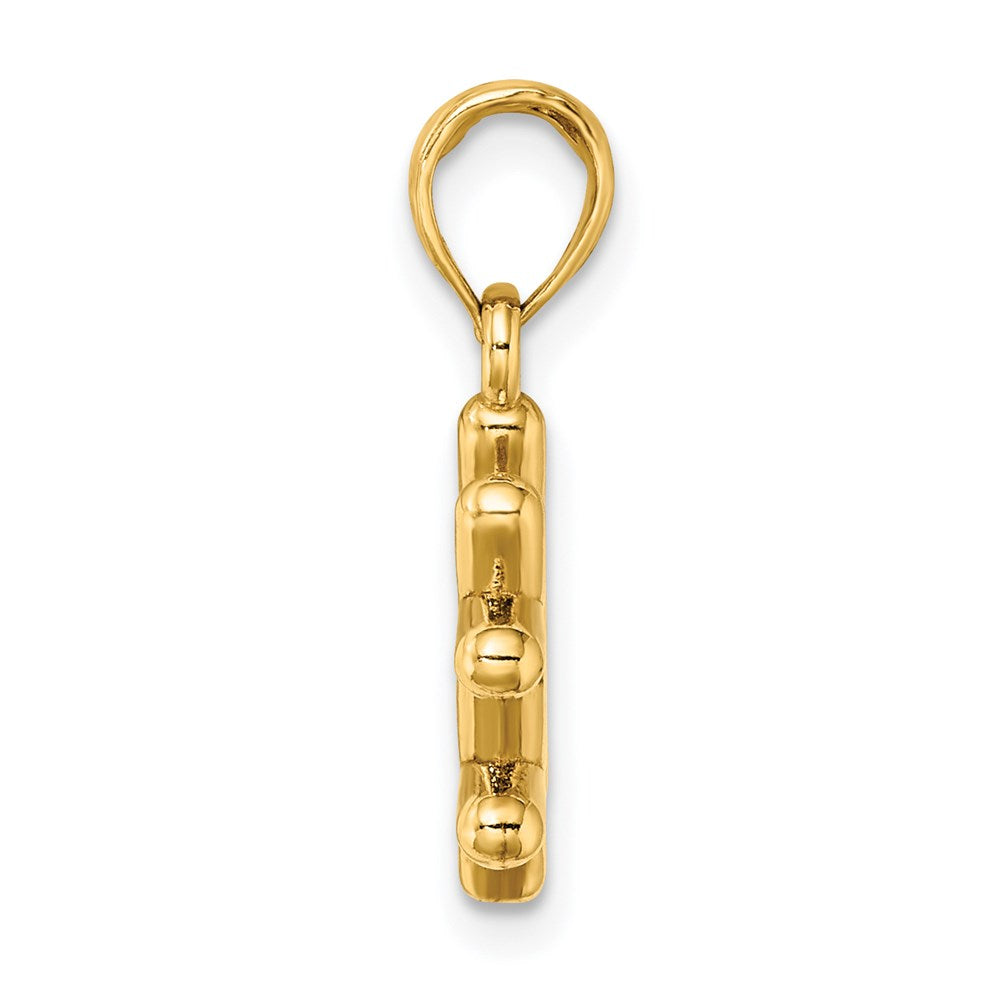 14k Yellow Gold 3-D # Hashtag Charm