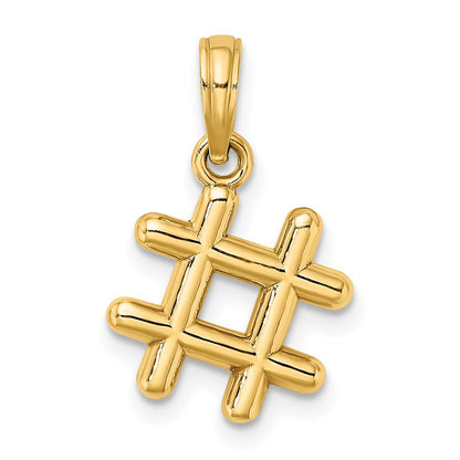 14k Yellow Gold 3-D # Hashtag Charm