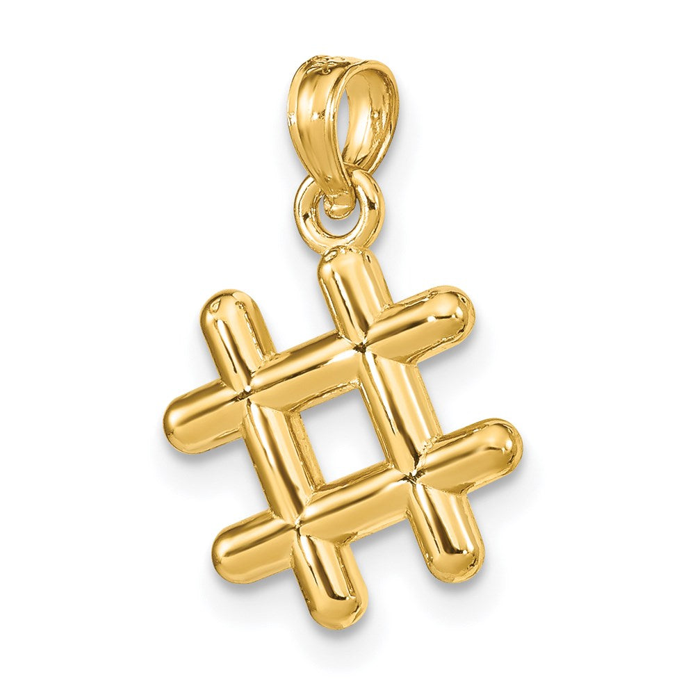 14k Yellow Gold 3-D # Hashtag Charm