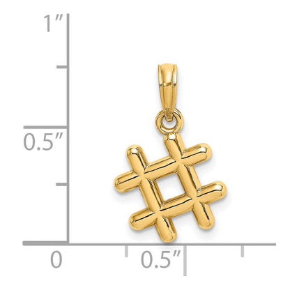 14k Yellow Gold 3-D # Hashtag Charm