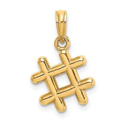 14k Yellow Gold 3-D # Hashtag Charm