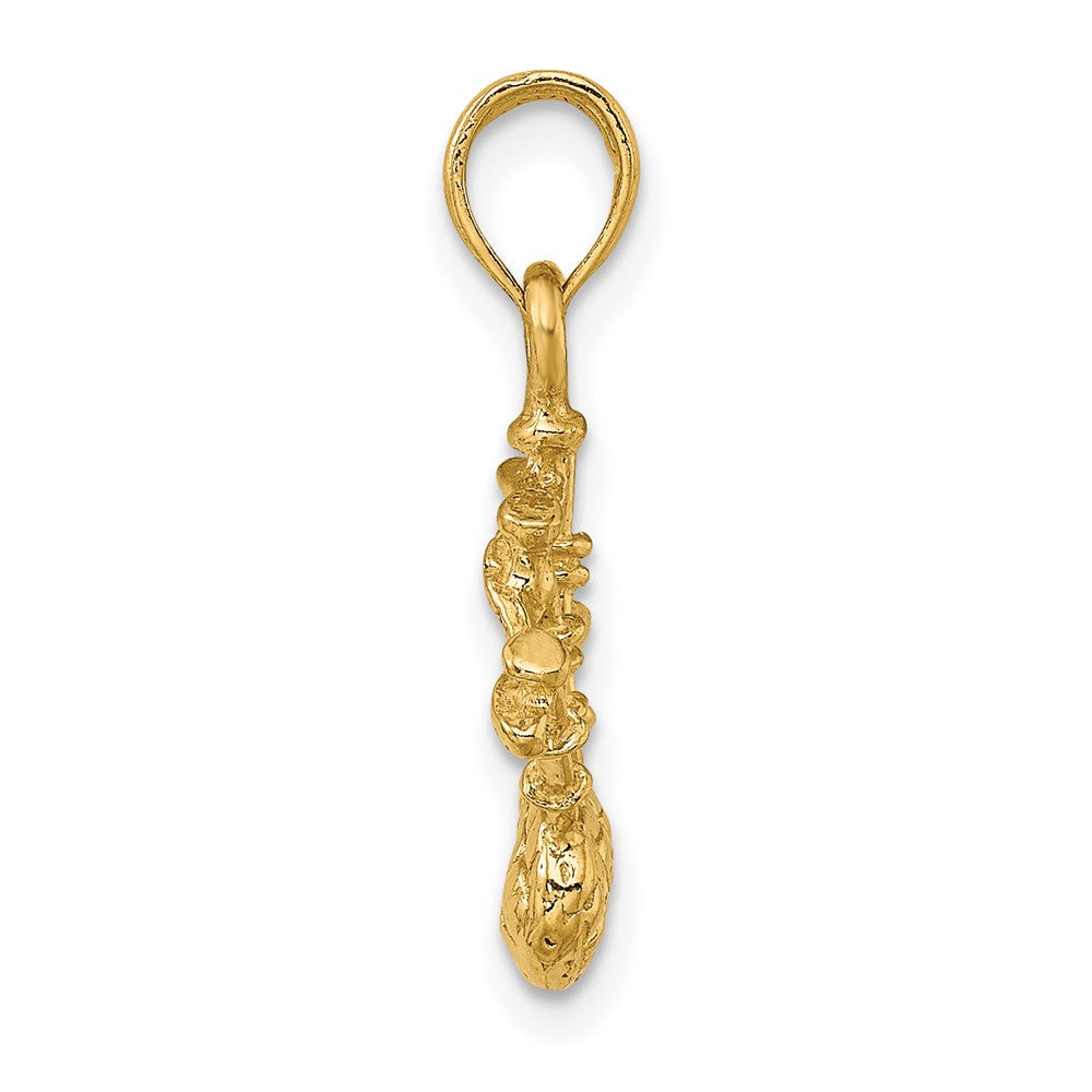 14k Yellow Gold 3-D Bagpipes Charm