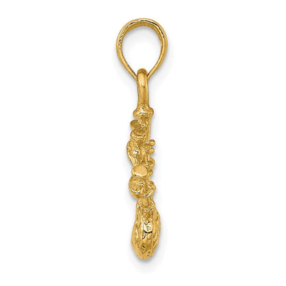 14k Yellow Gold 3-D Bagpipes Charm