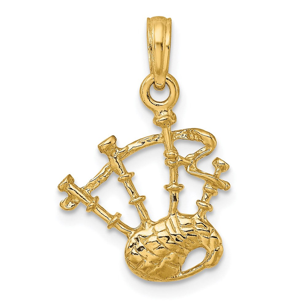 14k Yellow Gold 3-D Bagpipes Charm