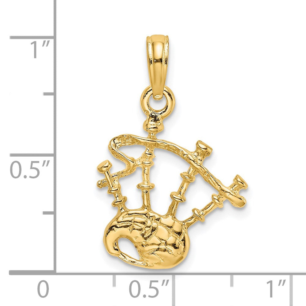 14k Yellow Gold 3-D Bagpipes Charm