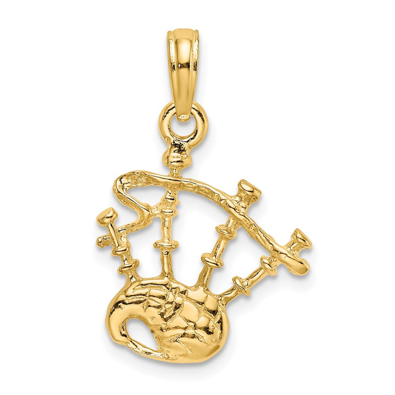 14k Yellow Gold 3-D Bagpipes Charm
