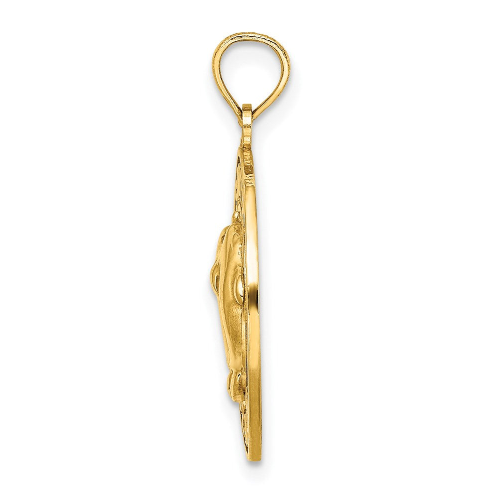 14k Yellow Gold SOUTH BEACH w/Dolphins Circle Charm
