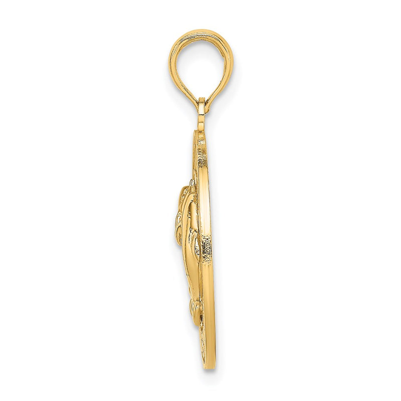 14k Yellow Gold NASSAU w/Dolphin Circle Charm