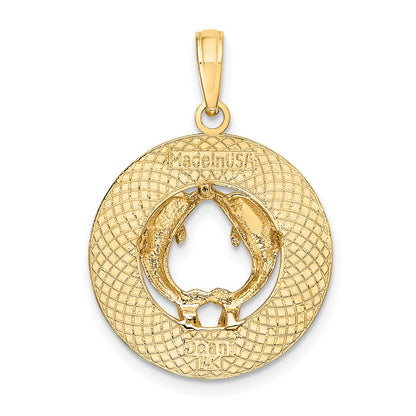 14k Yellow Gold NASSAU w/Dolphin Circle Charm