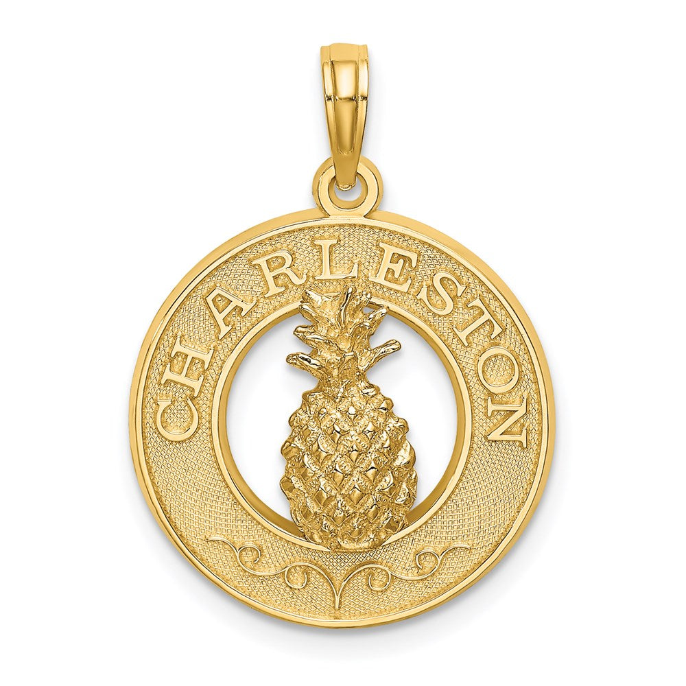 14k Yellow Gold CHARLESTON Pineapple Charm