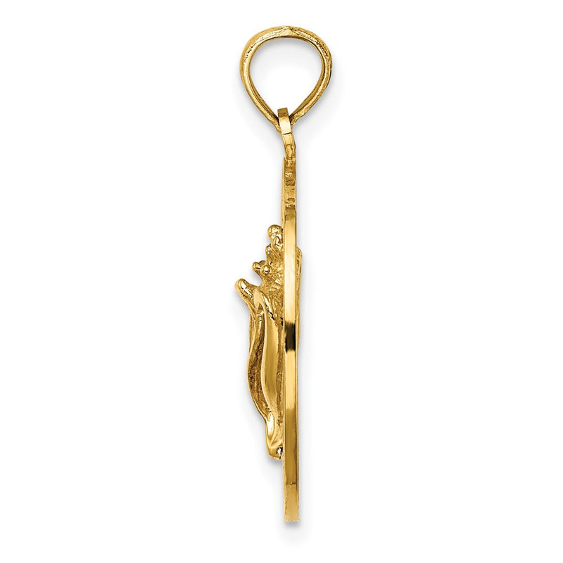 14k Yellow Gold ANTIGUA W.I. Circle w/ Conch Shell Charm
