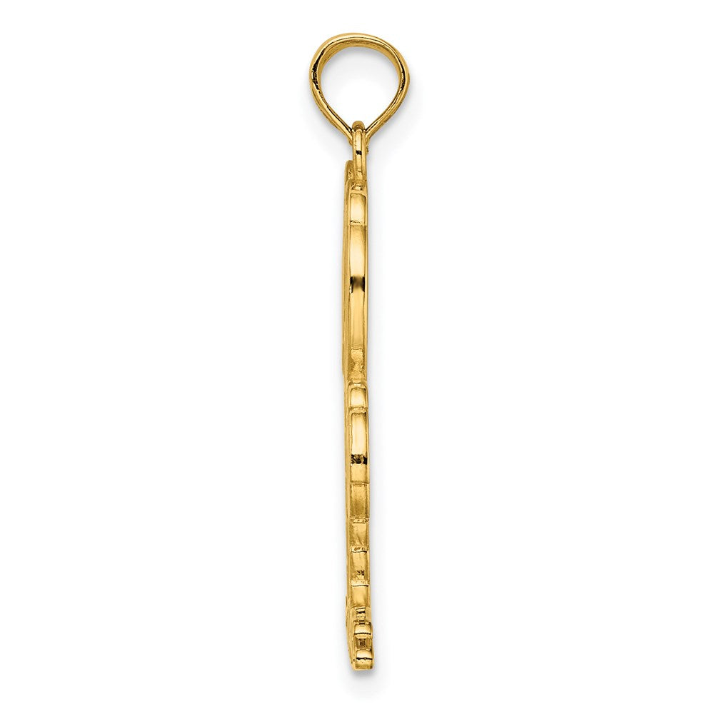 14k Yellow Gold 2-D Textured Double Palm Trees Charm