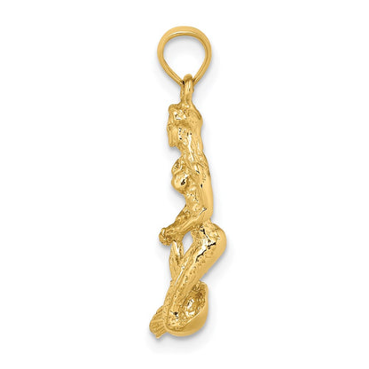 14k Yellow Gold 3-D Mermaid Charm