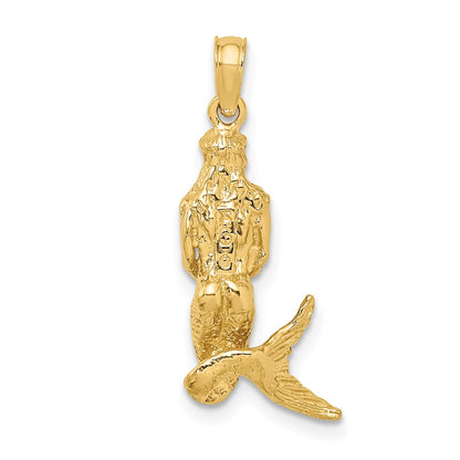 14k Yellow Gold 3-D Mermaid Charm