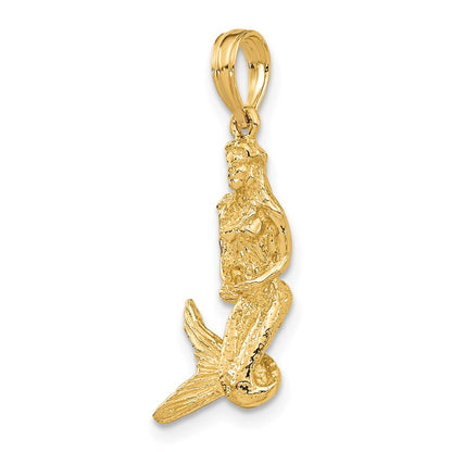 14k Yellow Gold 3-D Mermaid Charm