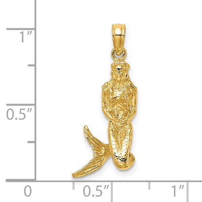 14k Yellow Gold 3-D Mermaid Charm
