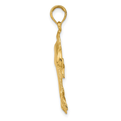 14k Yellow Gold 2-D Polished Dolphin Jumping Charm