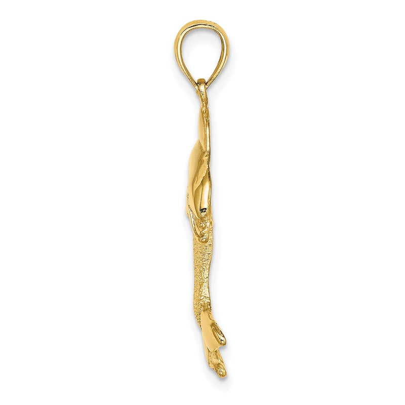 14k Yellow Gold 2-D Polished Dolphin Jumping Charm