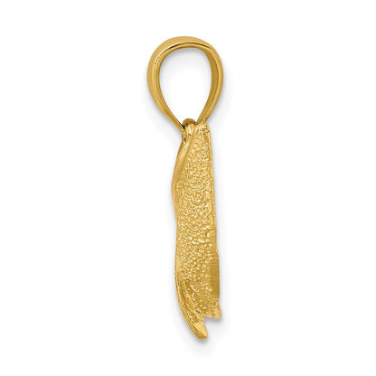 14k Yellow Gold 2-D Textured Dolphin Jumping Charm