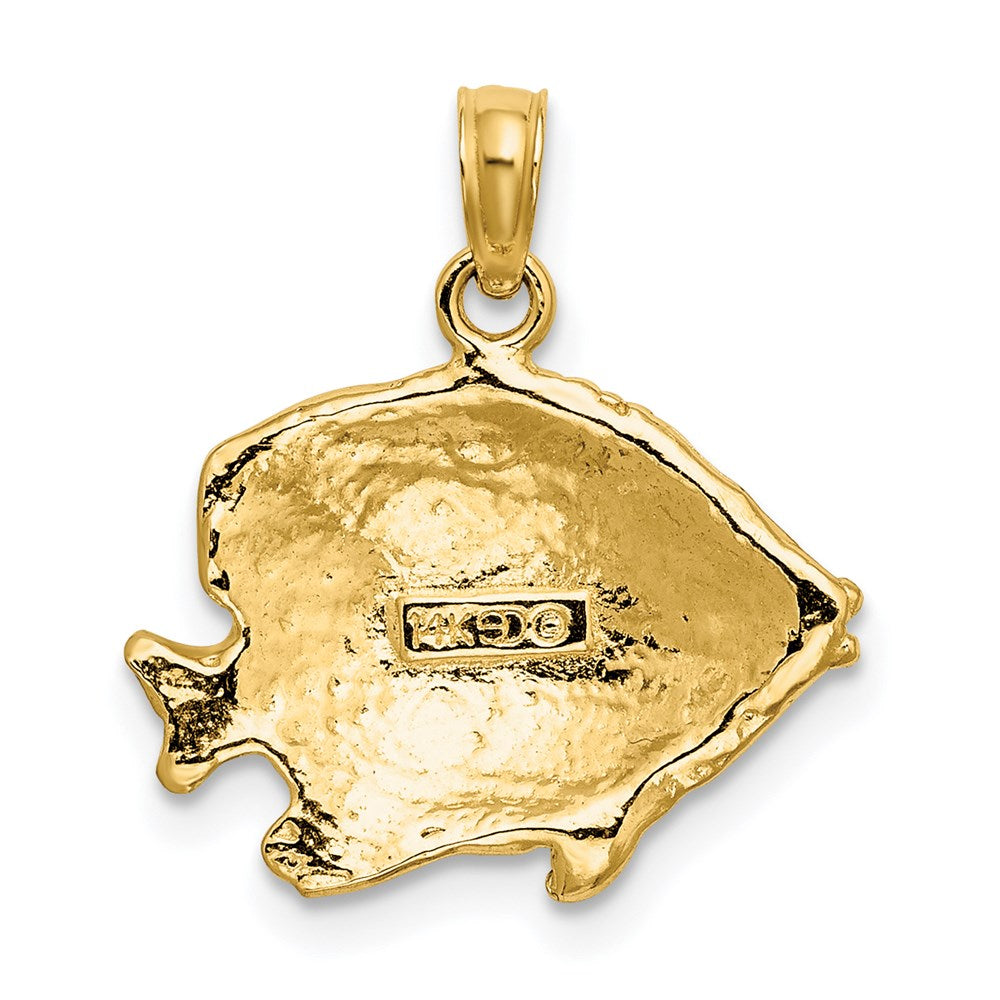 14k Yellow Gold 2-D Polished Engraved Fish Charm