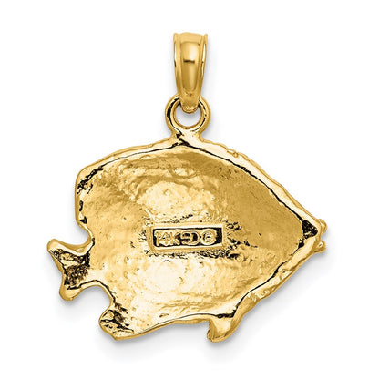 14k Yellow Gold 2-D Polished Engraved Fish Charm