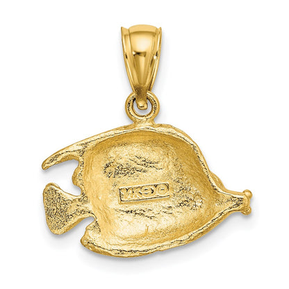 14k Yellow Gold 2-D Polished Engraved Fish Charm