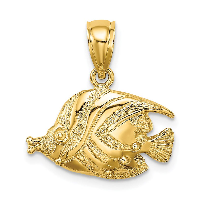 14k Yellow Gold 2-D Polished Engraved Fish Charm