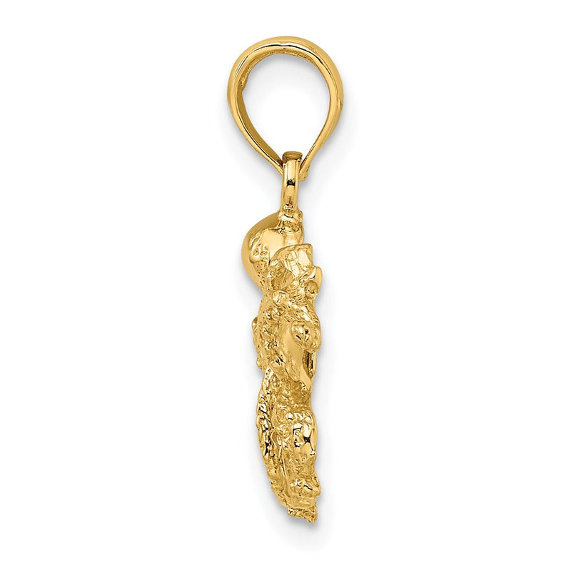 14k Yellow Gold Textured Octopus Charm